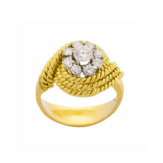 Brillantring aus 750 Gelb- und Weißgold, nachhaltiger second hand Schmuck perfekt aufgearbeitet