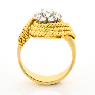 Brillantring aus 750 Gelb- und Weißgold, nachhaltiger second hand Schmuck perfekt aufgearbeitet