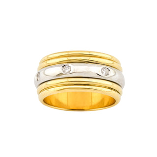 Brillantring aus 750 Gelb- und Weißgold, nachhaltiger second hand Schmuck perfekt aufgearbeitet