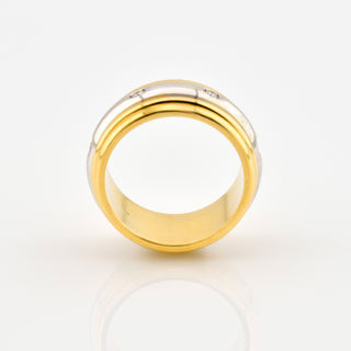 Brillantring aus 750 Gelb- und Weißgold, nachhaltiger second hand Schmuck perfekt aufgearbeitet