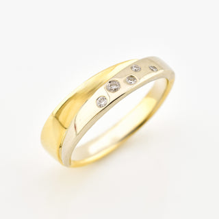 Brillantring aus 585 Gelb- und Weißgold, nachhaltiger second hand Schmuck perfekt aufgearbeitet