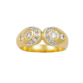 Brillantring aus 585 Gelb- und Weißgold, nachhaltiger second hand Schmuck perfekt aufgearbeitet