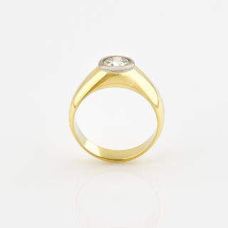 Solitärring aus 585 Gelb- und Weißgold mit Brillant, nachhaltiger second hand Schmuck perfekt aufgearbeitet