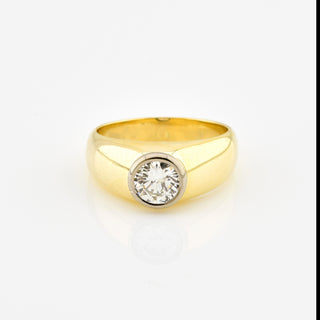 Solitärring aus 585 Gelb- und Weißgold mit Brillant, nachhaltiger second hand Schmuck perfekt aufgearbeitet