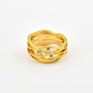 Brillantring aus 750 Gelb- und Weißgold, nachhaltiger second hand Schmuck perfekt aufgearbeitet