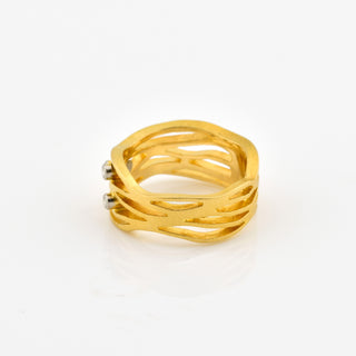 Brillantring aus 750 Gelb- und Weißgold, nachhaltiger second hand Schmuck perfekt aufgearbeitet