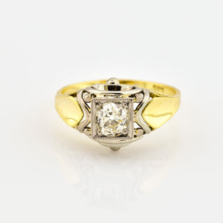 Brillantring aus 585 Gelb- und Weißgold, nachhaltiger second hand Schmuck perfekt aufgearbeitet