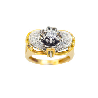 Brillantring aus 750 Gelb- und Weißgold, nachhaltiger second hand Schmuck perfekt aufgearbeitet