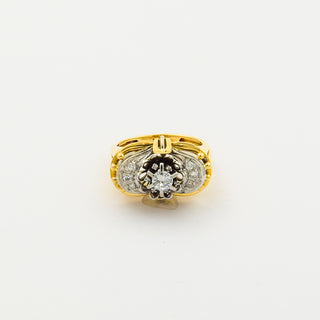 Brillantring aus 750 Gelb- und Weißgold, nachhaltiger second hand Schmuck perfekt aufgearbeitet