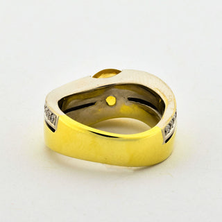 Ring aus 585 Gelb- und Weißgold mit Citrin und Brillant, nachhaltiger second hand Schmuck perfekt aufgearbeitet