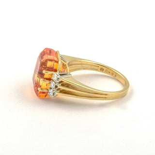 Richarz Ring aus 750 Gelb- und Weißgold mit Citrin und Brillant, nachhaltiger second hand Schmuck perfekt aufgearbeitet