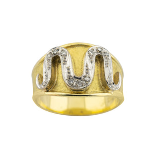 Diamantring aus 585 Gelb- und Weißgold, nachhaltiger second hand Schmuck perfekt aufgearbeitet