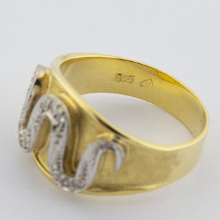 Diamantring aus 585 Gelb- und Weißgold, nachhaltiger second hand Schmuck perfekt aufgearbeitet