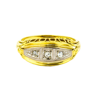 Ring aus 585 Gelb- und Weißgold mit Diamant, nachhaltiger second hand Schmuck perfekt aufgearbeitet