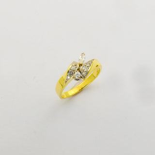 Ring aus 585 Gelb- und Weißgold mit Diamant und Brillant, nachhaltiger second hand Schmuck perfekt aufgearbeitet