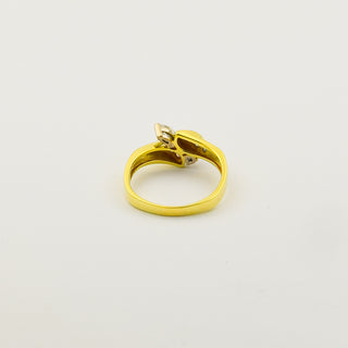 Ring aus 585 Gelb- und Weißgold mit Diamant und Brillant, nachhaltiger second hand Schmuck perfekt aufgearbeitet