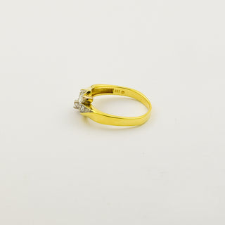 Ring aus 585 Gelb- und Weißgold mit Diamant und Brillant, nachhaltiger second hand Schmuck perfekt aufgearbeitet