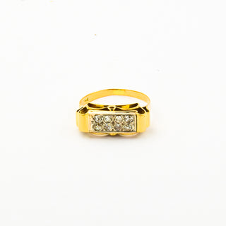 Ring aus 585 Gelb- und Weißgold mit Diamant, nachhaltiger second hand Schmuck perfekt aufgearbeitet