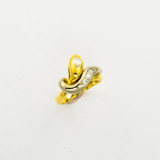 Ring Schlange aus 750 Gelb- und Weißgold mit Diamant und Brillant, nachhaltiger second hand Schmuck perfekt aufgearbeitet