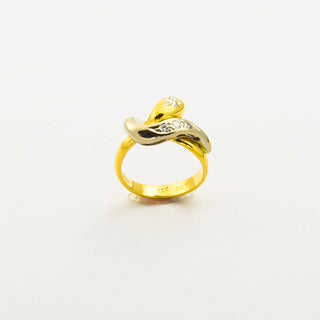 Ring Schlange aus 750 Gelb- und Weißgold mit Diamant und Brillant, nachhaltiger second hand Schmuck perfekt aufgearbeitet
