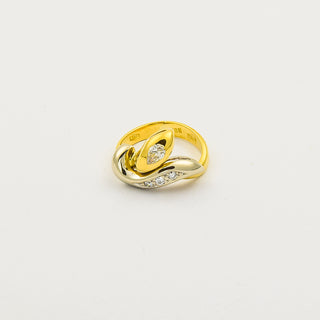 Ring Schlange aus 750 Gelb- und Weißgold mit Diamant und Brillant, nachhaltiger second hand Schmuck perfekt aufgearbeitet