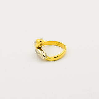 Ring Schlange aus 750 Gelb- und Weißgold mit Diamant und Brillant, nachhaltiger second hand Schmuck perfekt aufgearbeitet
