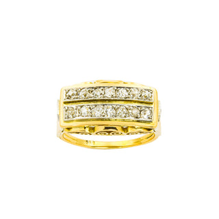 Ring aus 585 Gelb- und Weißgold mit Diamant, nachhaltiger second hand Schmuck perfekt aufgearbeitet