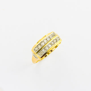 Ring aus 585 Gelb- und Weißgold mit Diamant, nachhaltiger second hand Schmuck perfekt aufgearbeitet