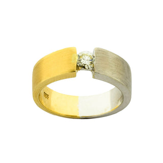 Diamantring aus 585 Gelb- und Weißgold, nachhaltiger second hand Schmuck perfekt aufgearbeitet