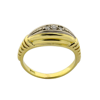 Diamantring aus 585 Gelb- und Weißgold, nachhaltiger second hand Schmuck perfekt aufgearbeitet