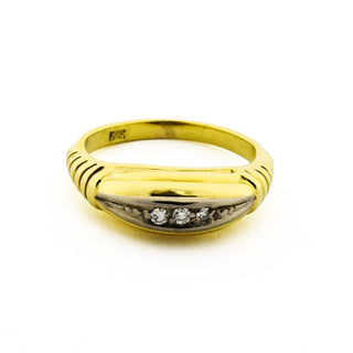Diamantring aus 585 Gelb- und Weißgold, nachhaltiger second hand Schmuck perfekt aufgearbeitet