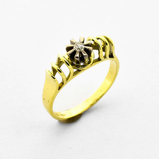 Diamantring aus 585 Gelb- und Weißgold, nachhaltiger second hand Schmuck perfekt aufgearbeitet