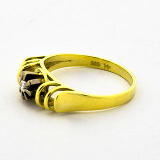 Diamantring aus 585 Gelb- und Weißgold, nachhaltiger second hand Schmuck perfekt aufgearbeitet