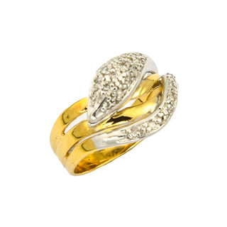 Diamantring Schlange aus 585 Gelb- und Weißgold, nachhaltiger second hand Schmuck perfekt aufgearbeitet
