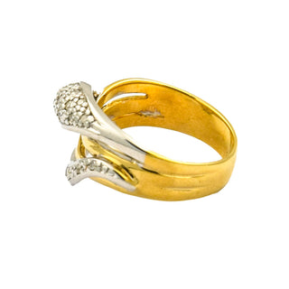 Diamantring Schlange aus 585 Gelb- und Weißgold, nachhaltiger second hand Schmuck perfekt aufgearbeitet