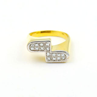 Diamantring aus 750 Gelb- und Weißgold, nachhaltiger second hand Schmuck perfekt aufgearbeitet