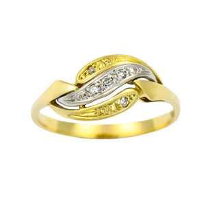 Diamantring aus 585 Gelb- und Weißgold, nachhaltiger second hand Schmuck perfekt aufgearbeitet