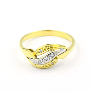 Diamantring aus 585 Gelb- und Weißgold, nachhaltiger second hand Schmuck perfekt aufgearbeitet