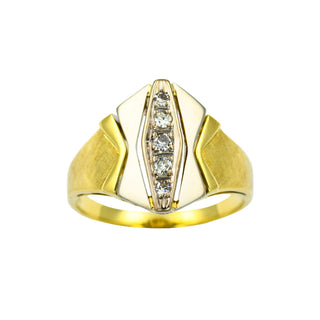 Diamantring aus 585 Gelb- und Weißgold, nachhaltiger second hand Schmuck perfekt aufgearbeitet