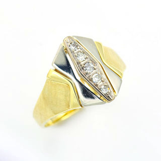 Diamantring aus 585 Gelb- und Weißgold, nachhaltiger second hand Schmuck perfekt aufgearbeitet