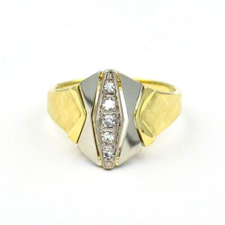 Diamantring aus 585 Gelb- und Weißgold, nachhaltiger second hand Schmuck perfekt aufgearbeitet