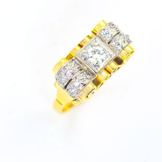 Diamantring aus 585 Gelb- und Weißgold, nachhaltiger second hand Schmuck perfekt aufgearbeitet