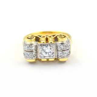 Diamantring aus 585 Gelb- und Weißgold, nachhaltiger second hand Schmuck perfekt aufgearbeitet