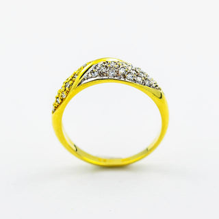 Diamantring aus 585 Gelb- und Weißgold, nachhaltiger second hand Schmuck perfekt aufgearbeitet