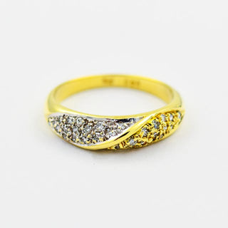 Diamantring aus 585 Gelb- und Weißgold, nachhaltiger second hand Schmuck perfekt aufgearbeitet