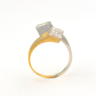 Diamantring aus 750 Gelb- und Weißgold, nachhaltiger second hand Schmuck perfekt aufgearbeitet