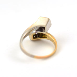 Diamantring aus 750 Gelb- und Weißgold, nachhaltiger second hand Schmuck perfekt aufgearbeitet