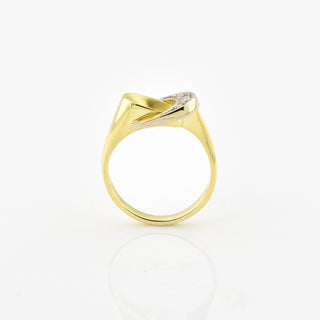 Diamantring aus 585 Gelb- und Weißgold, nachhaltiger second hand Schmuck perfekt aufgearbeitet