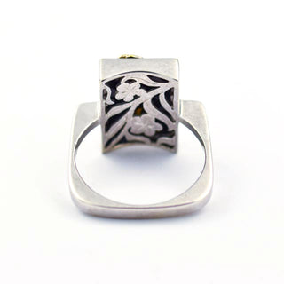 Ring aus 585 Gelb- und Weißgold mit Onyx, nachhaltiger second hand Schmuck perfekt aufgearbeitet