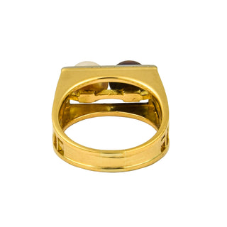 Perlring aus 750 Gelb- und Weißgold, nachhaltiger second hand Schmuck perfekt aufgearbeitet